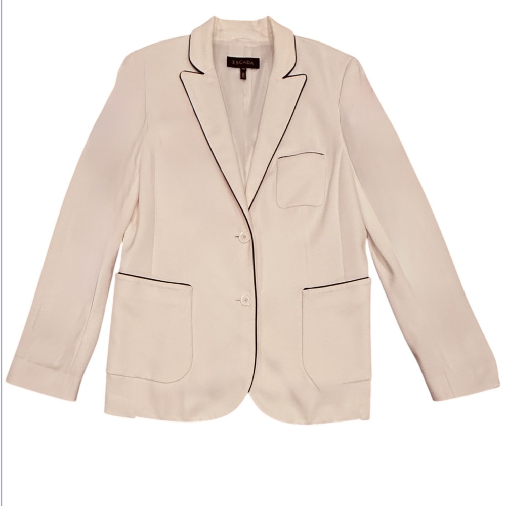 Escada Cream/Black Blazer Tailored Suit Jacket Size 12/Large MSRP $695